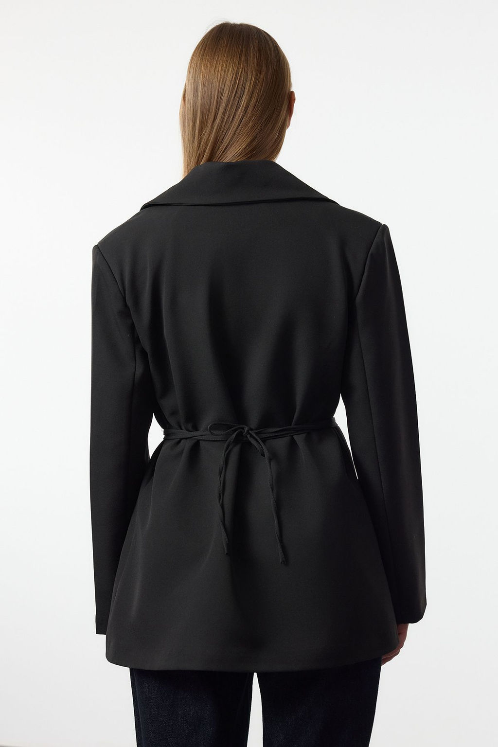 Siyah Gul Detayl? Dokuma Blazer Ceket TWOAW25BC00037 - Trendyolmilla фото 4