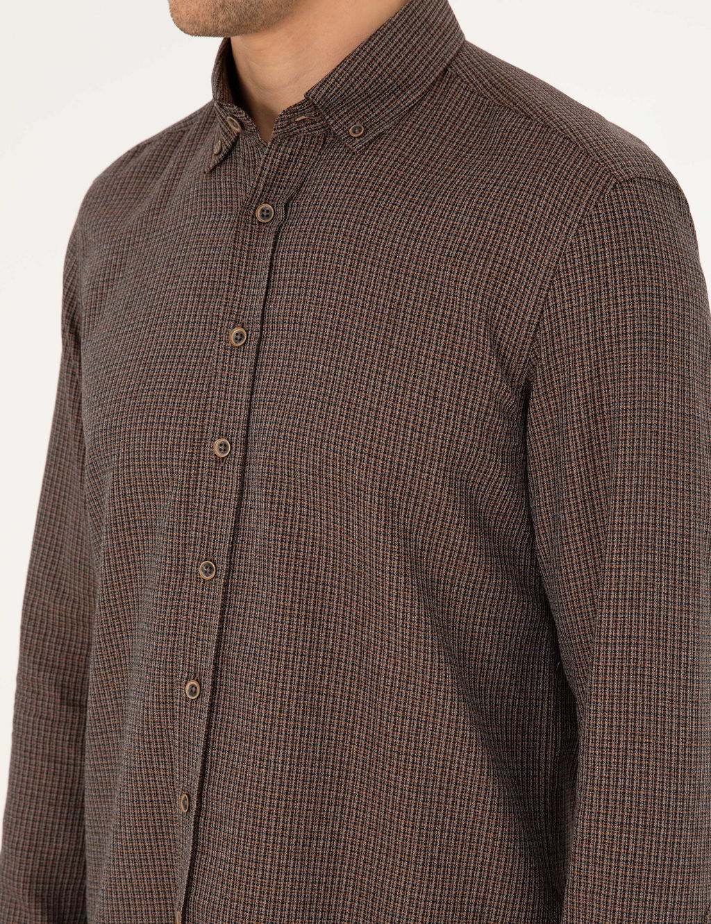 Kahverengi Slim Fit Uzun Kollu G_mlek - Pierre cardin фото 7