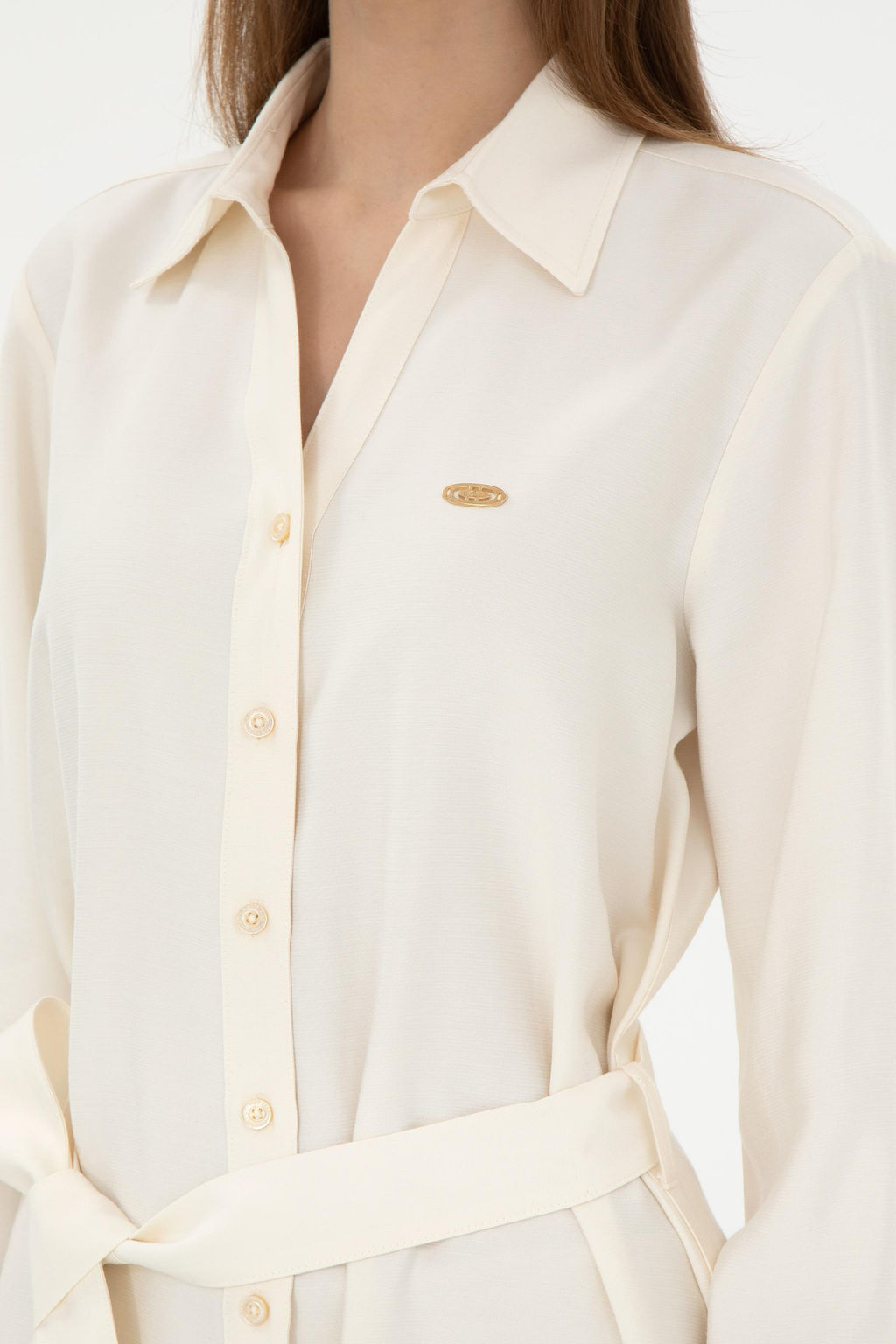 Женское кремовое тканое платье Неожиданная скидка в корзине - U.s. polo assn фото 6