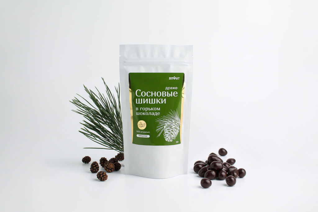 Драже "Шишки сосновые в горьком шоколаде" 50 г Новинка Алфит 8723