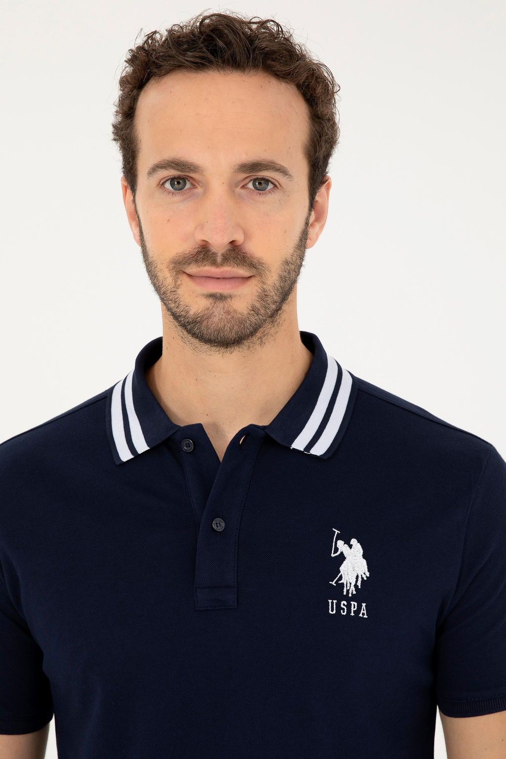 Футболка U.S. Polo Assn G081GL011 мужская темно-синяя хлопок с эластаном  фото 2