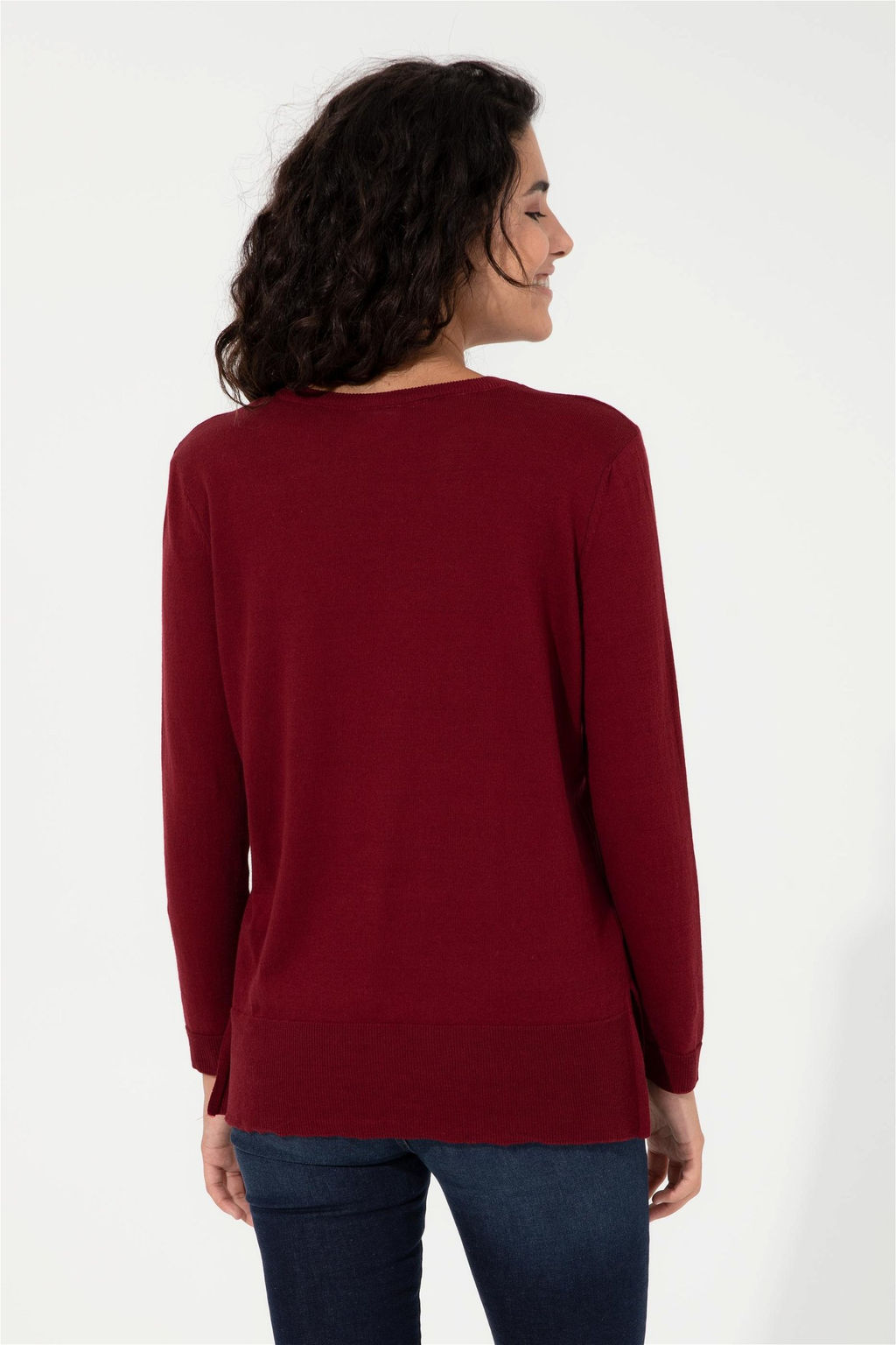 Женский бордово-красный базовый свитер с v-образным вырезом Неожиданная скидка в корзине - U.s. polo assn фото 5