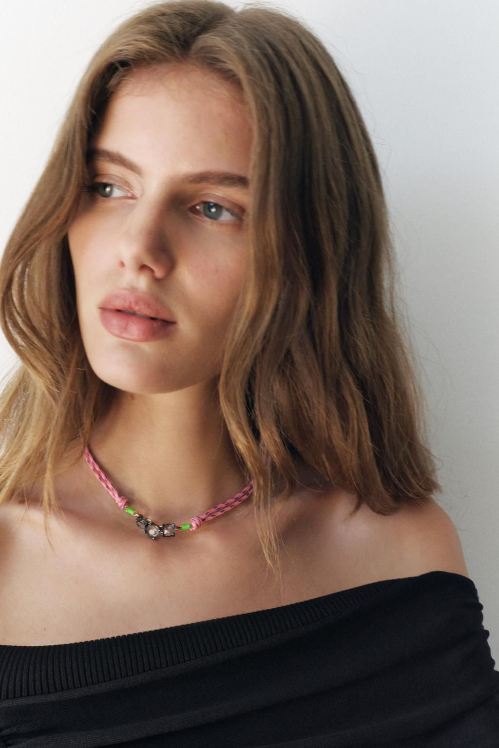 PACK OF CORD NECKLACES WITH RHINESTONES - Zara фото 2