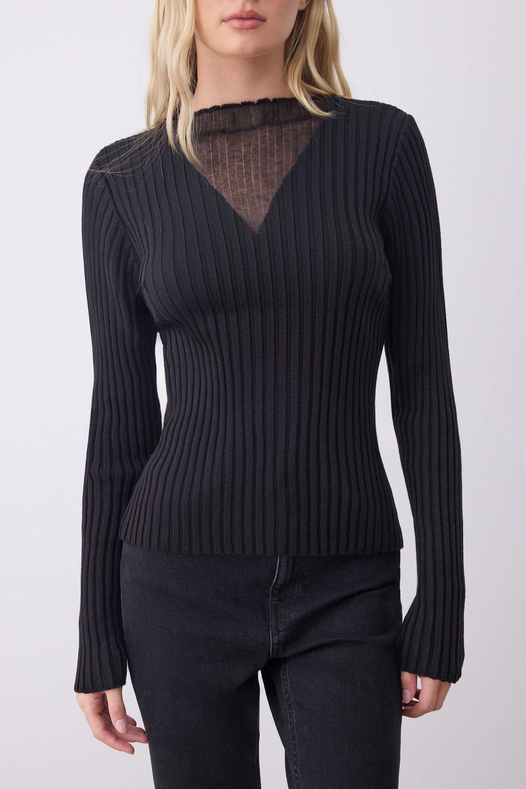 Siyah Transparan Detayl? Triko Kazak TWOAW26KZ00229 - Trendyolmilla фото 3