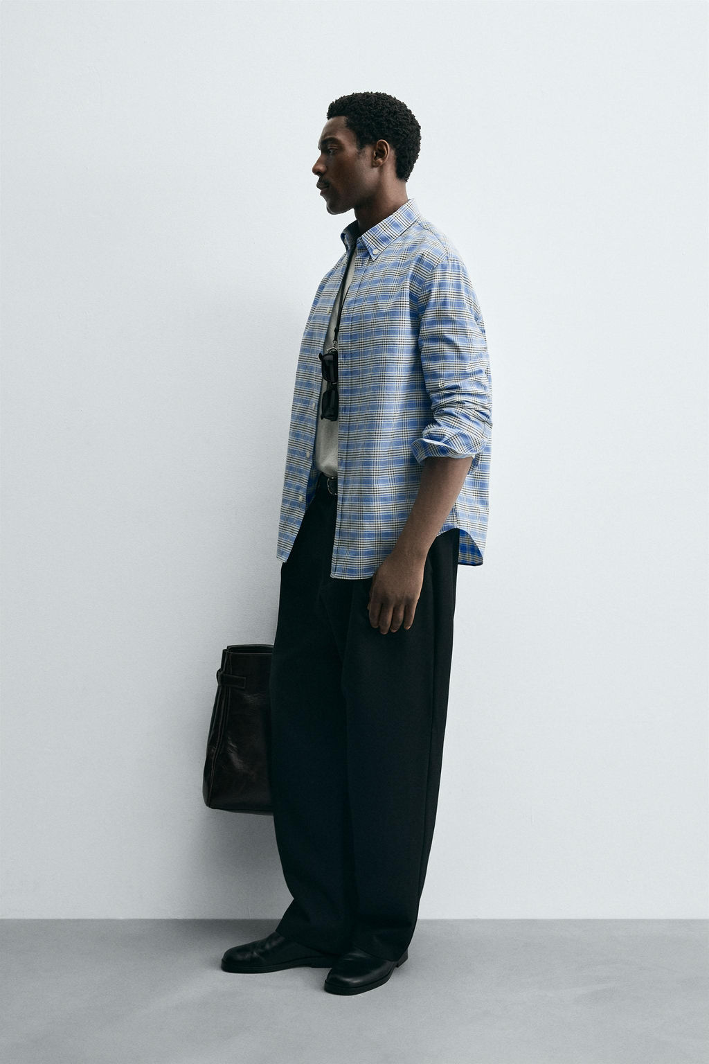CHECK BUTTON-DOWN COLLAR SHIRT - Zara фото 4