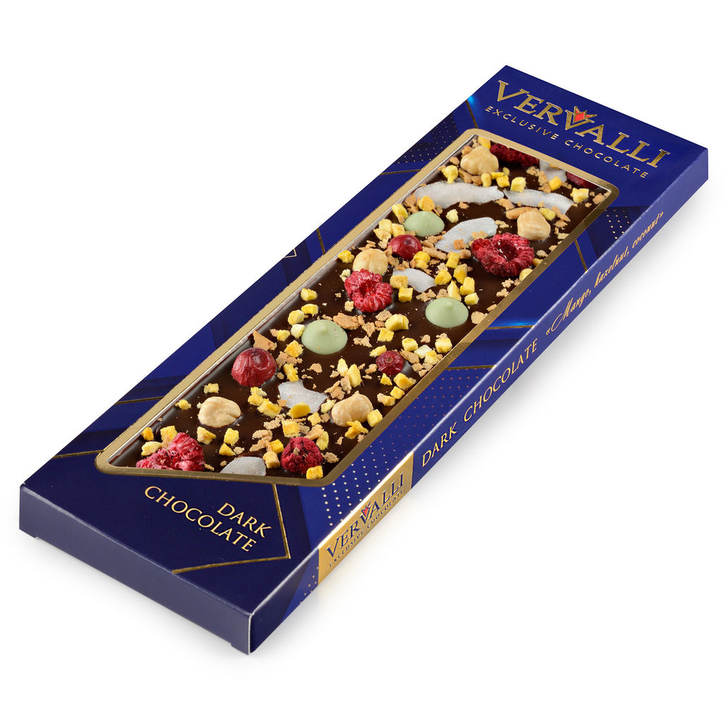 Шоколад темный с украшением Манго, фундук, кокос, 110 гр , ТМ VERVALLI - Chokodelika фото 3