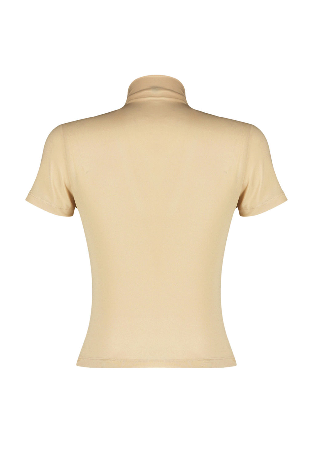 Tas Buzgu/Drape Detayl? Fitted/Vucuda Oturan K?sa Kollu Dik Yaka Esnek Orme Bluz TWOSS24BZ00426