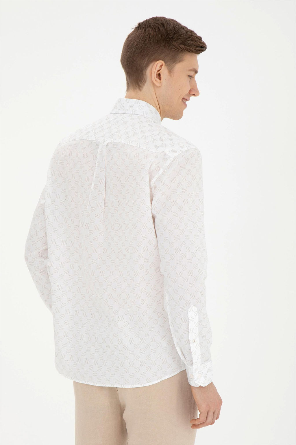 Мужская рубашка светло-хаки с длинным рукавом - U.s. polo assn фото 5