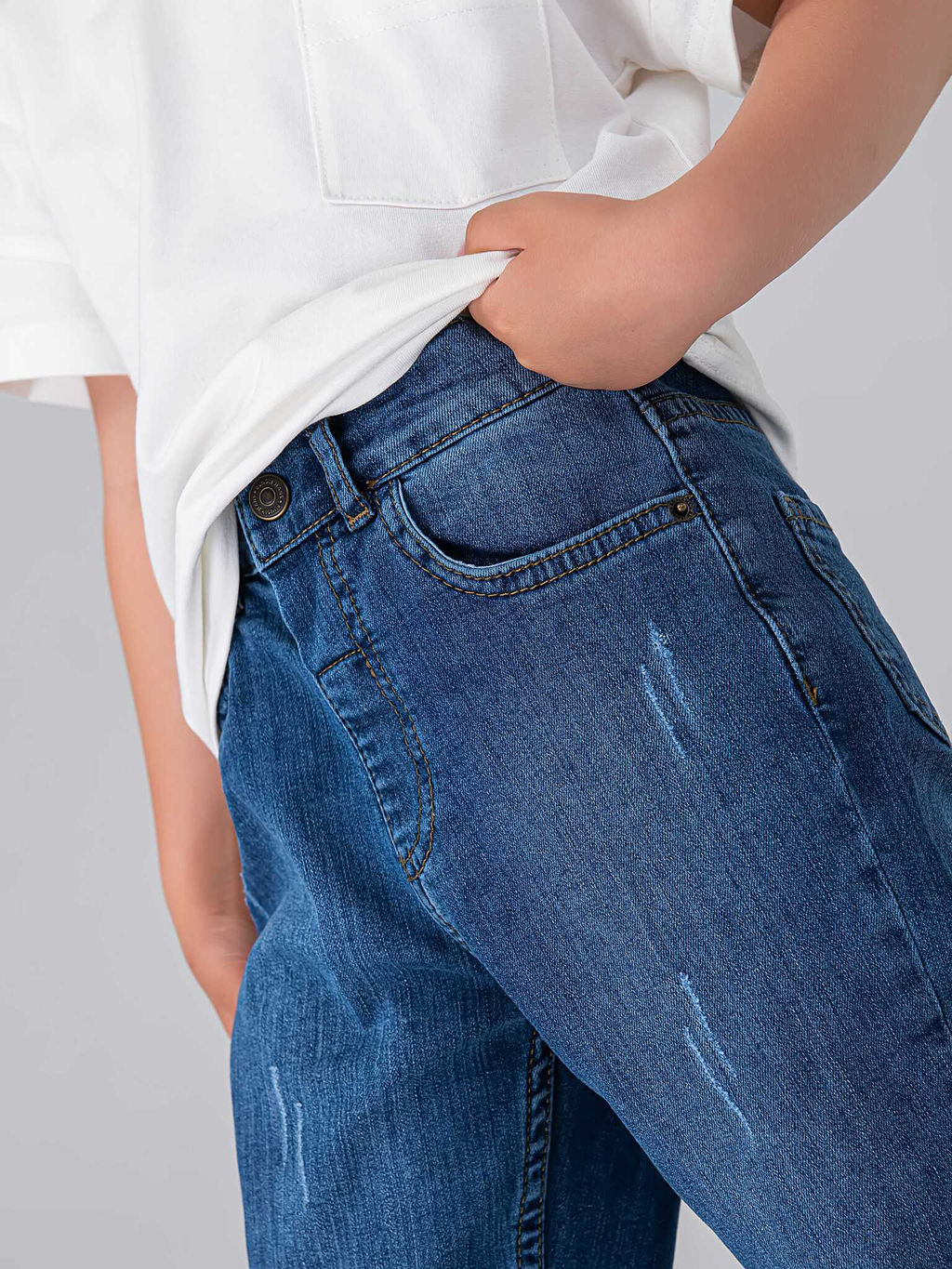 Джинсы прямые Синие - Bungly фото 6