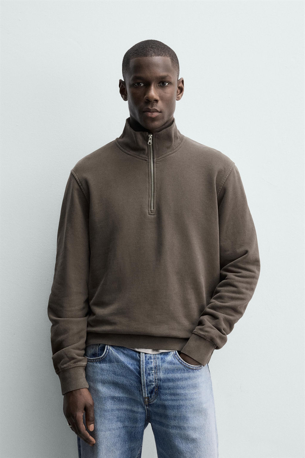SUDADERA LAVADA CUELLO CREMALLERA / Gris antracita - Zara фото 2