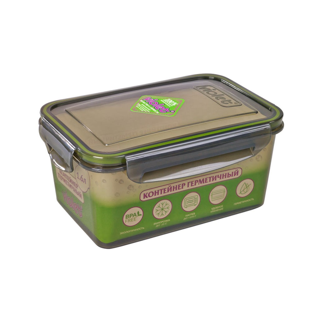 Контейнер герметичный прямоуг. 1600 мл, арт. 093/161 ДЫМЧАТЫЙ