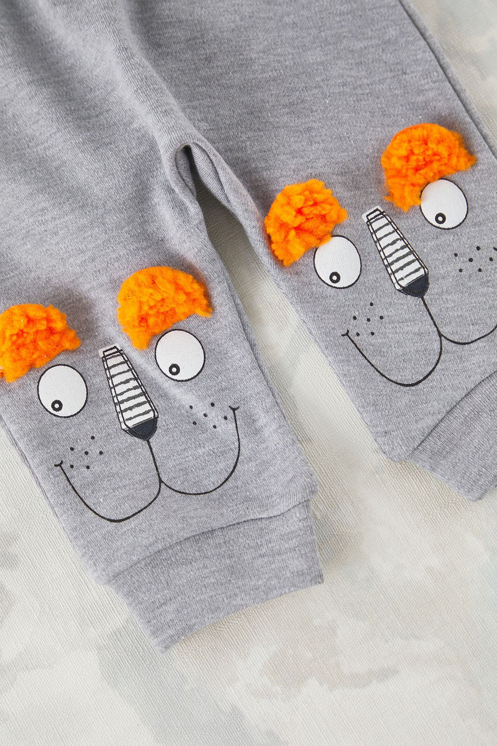 Gri Melanj Erkek Cocuk Pamuklu Aslan Bask?l? Orme Tayt/Esofman Alt? TKDSS25TA00017 - Trendyolmilla фото 3