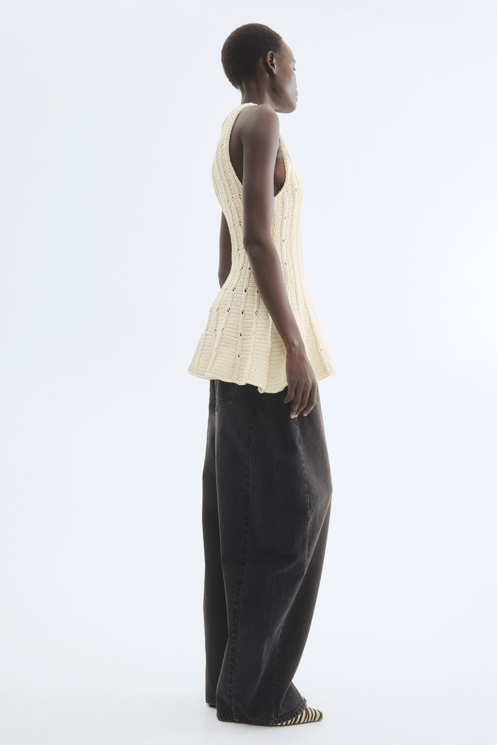 Top en punto pointelle con peplum - H&m фото 3