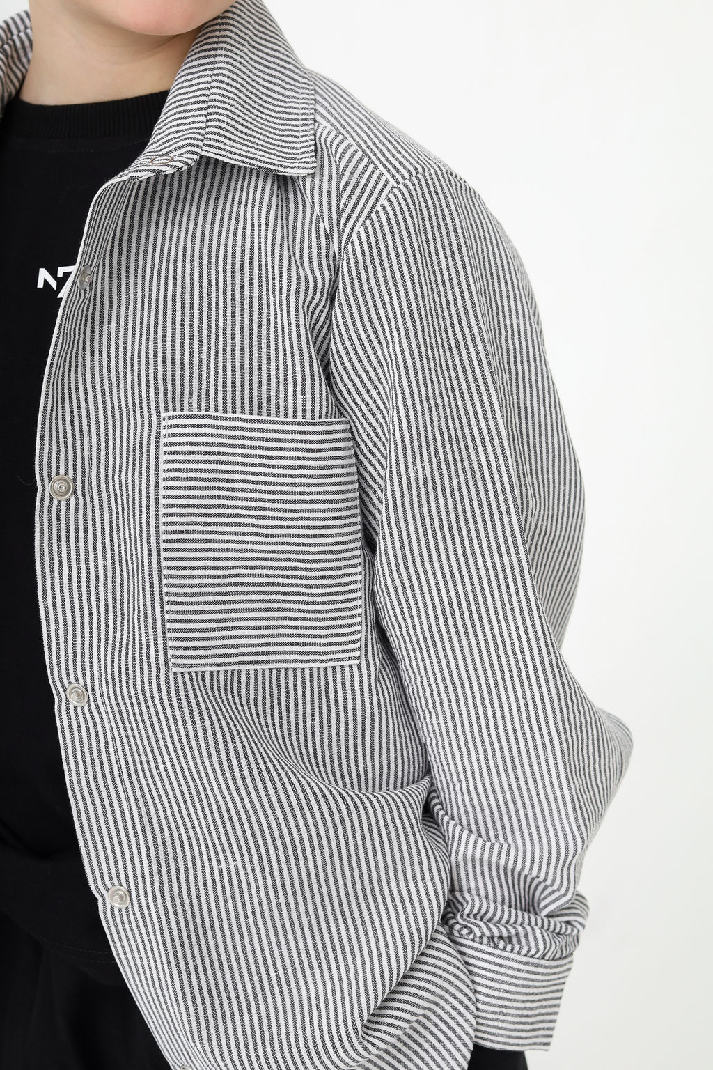 Рубашка в полоску Лен, черная - Inzibe фото 12