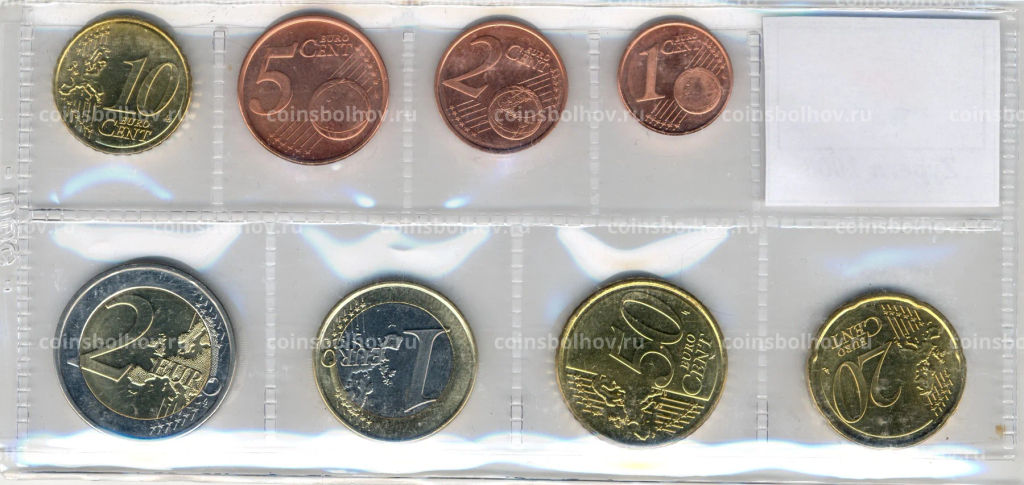 Годовой набор монет евро 2008 года Кипр (в блистере)