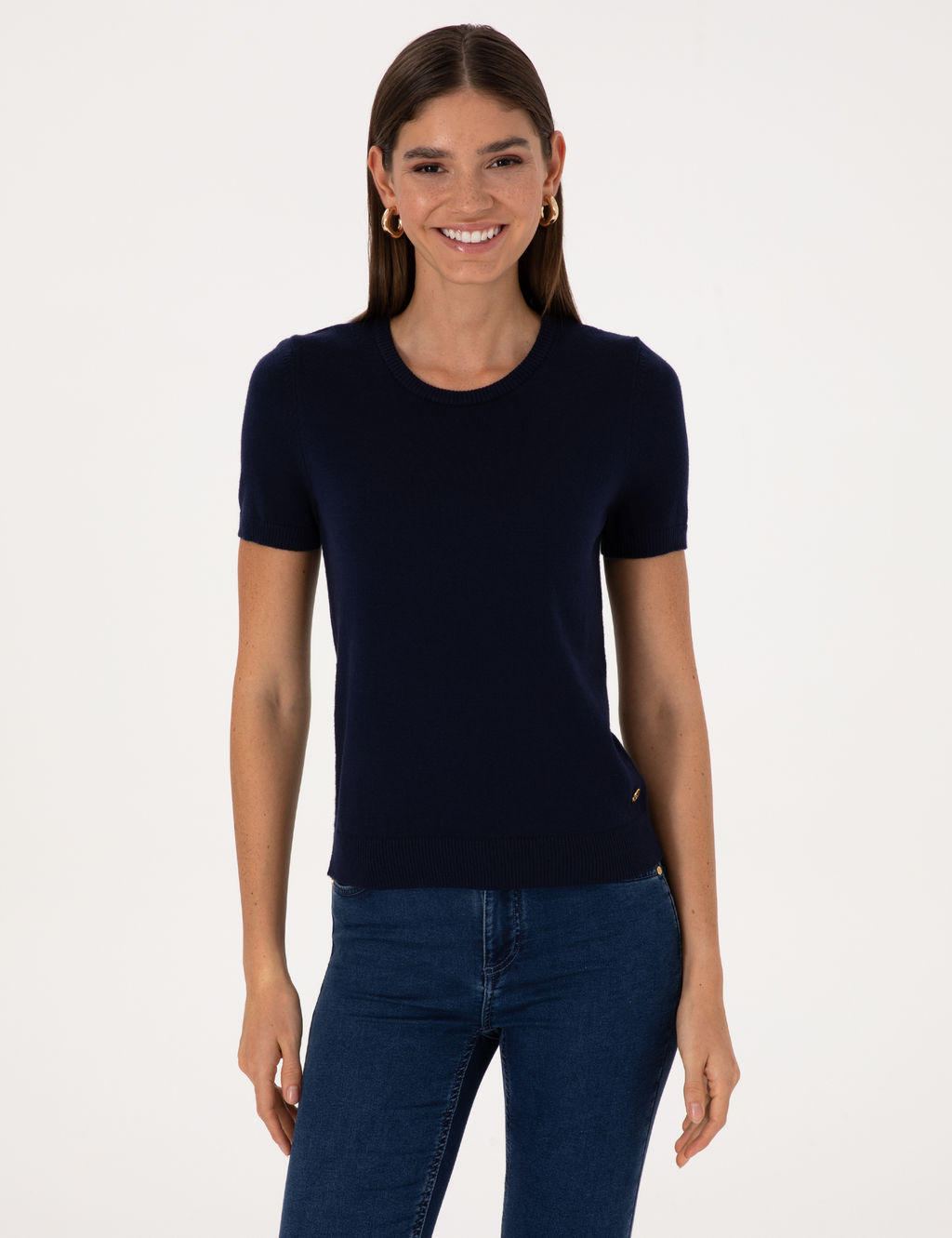 Lacivert Slim Fit Triko Ti__rt