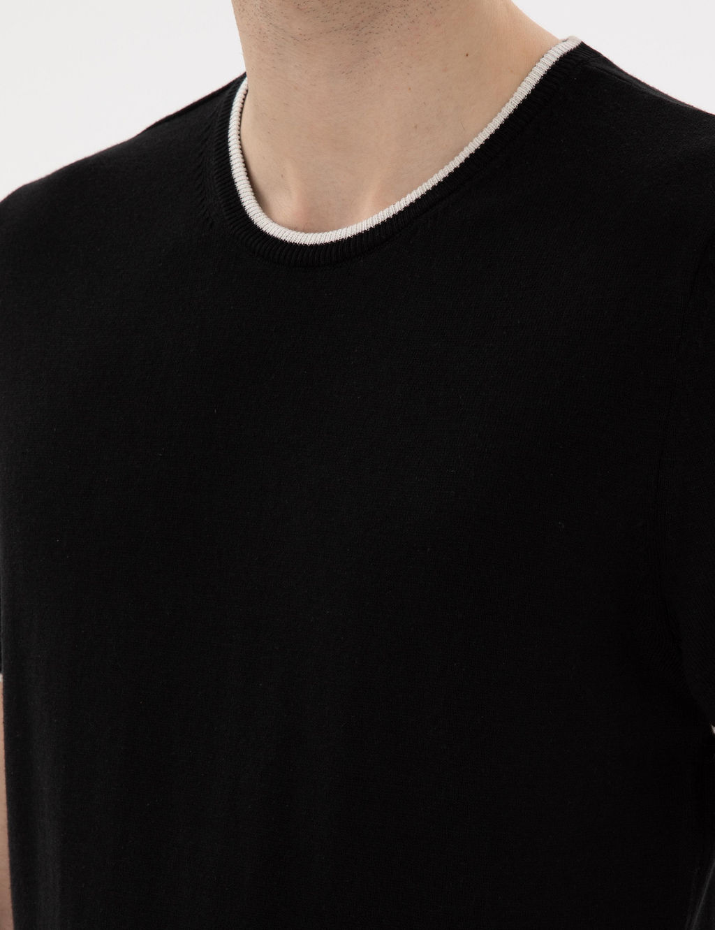 Siyah Slim Fit Bisiklet Yaka Triko Ti__rt - Pierre cardin фото 7