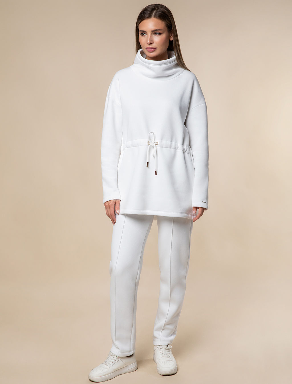 VILATTE / Джемпер с объемным воротом и шнуром на талии из футера-трехнитки  фото 3