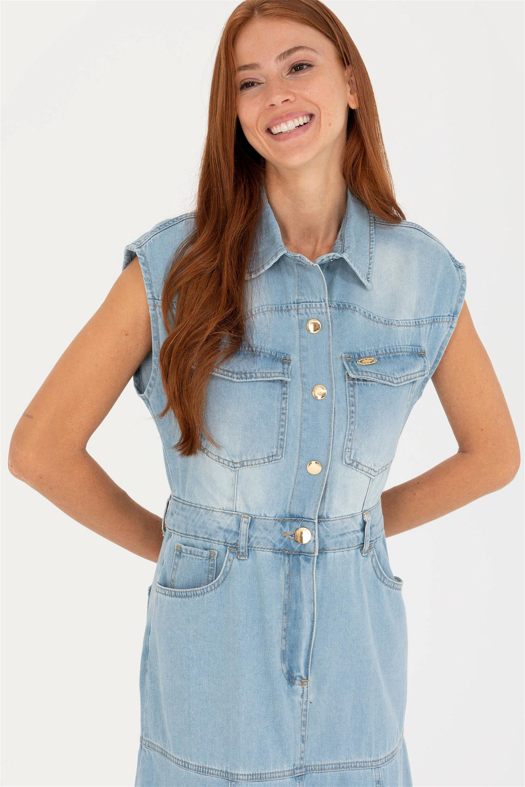 U. S. Polo Assn Женское синее джинсовое платье - U.s. polo assn фото 4