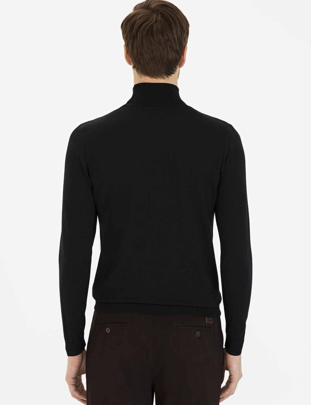 Черный базовый вязаный свитер с водолазкой узкого кроя - Cacharel фото 4