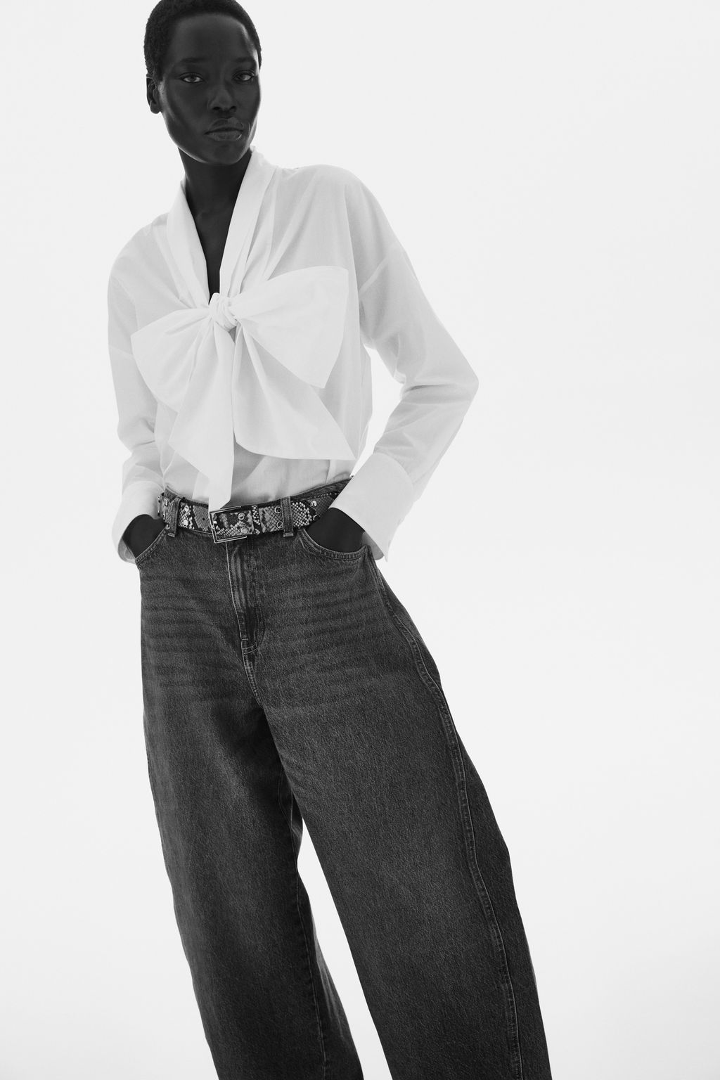 Camisa de popelina con cierre de lazada - H&m фото 5