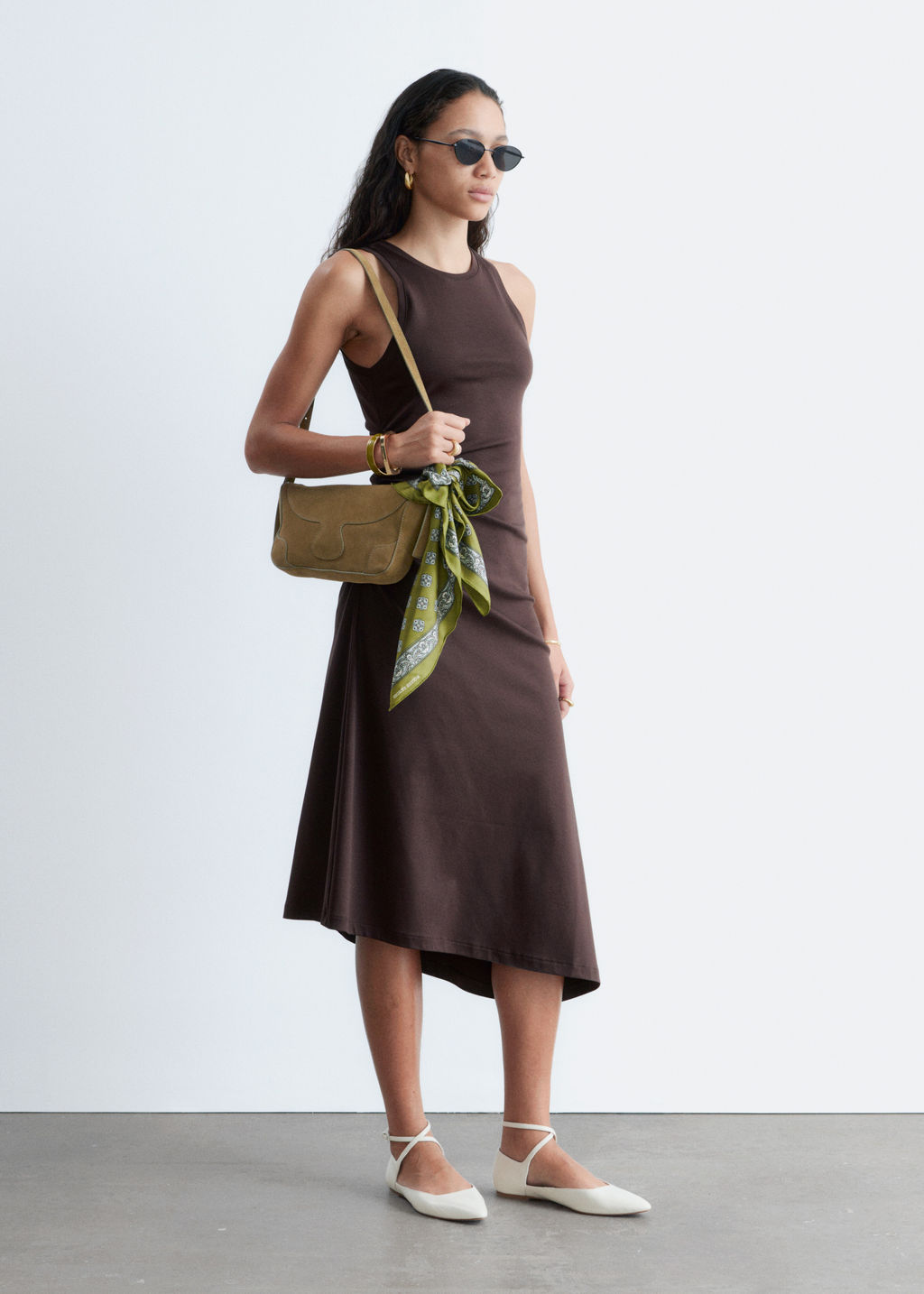 Vestido midi asim?trico con fruncido - H&m фото 6