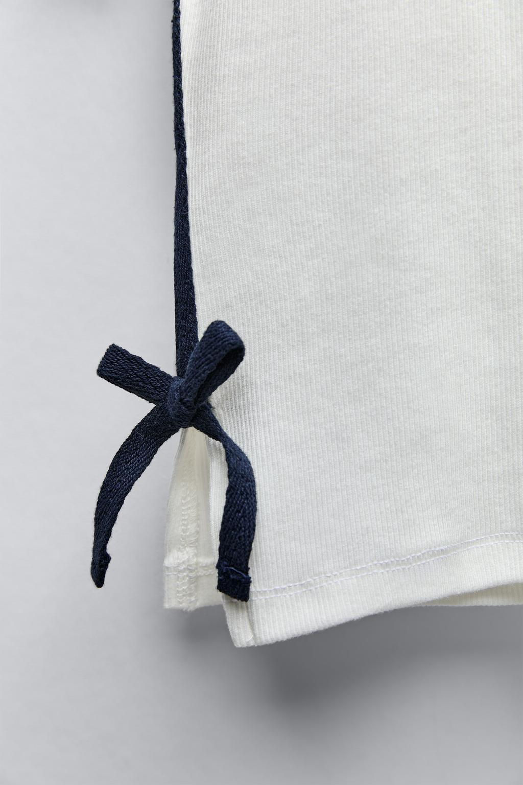 RIBBED T-SHIRT WITH STRIPES AND BOWS - Zara фото 8
