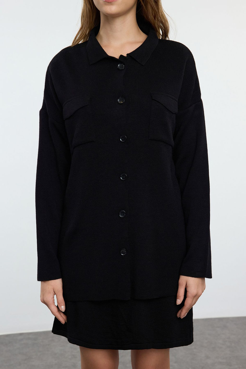 TRENDYOLMILLA Siyah Mini Triko Basic Elbise TWOAW25EL00051  фото 9