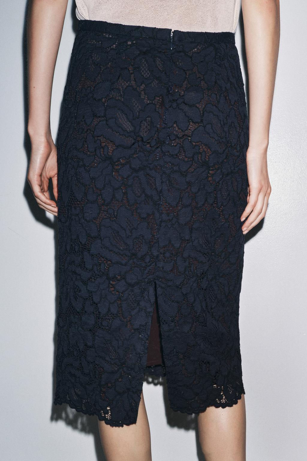 ZW COLLECTION LACE MIDI SKIRT - Zara фото 3