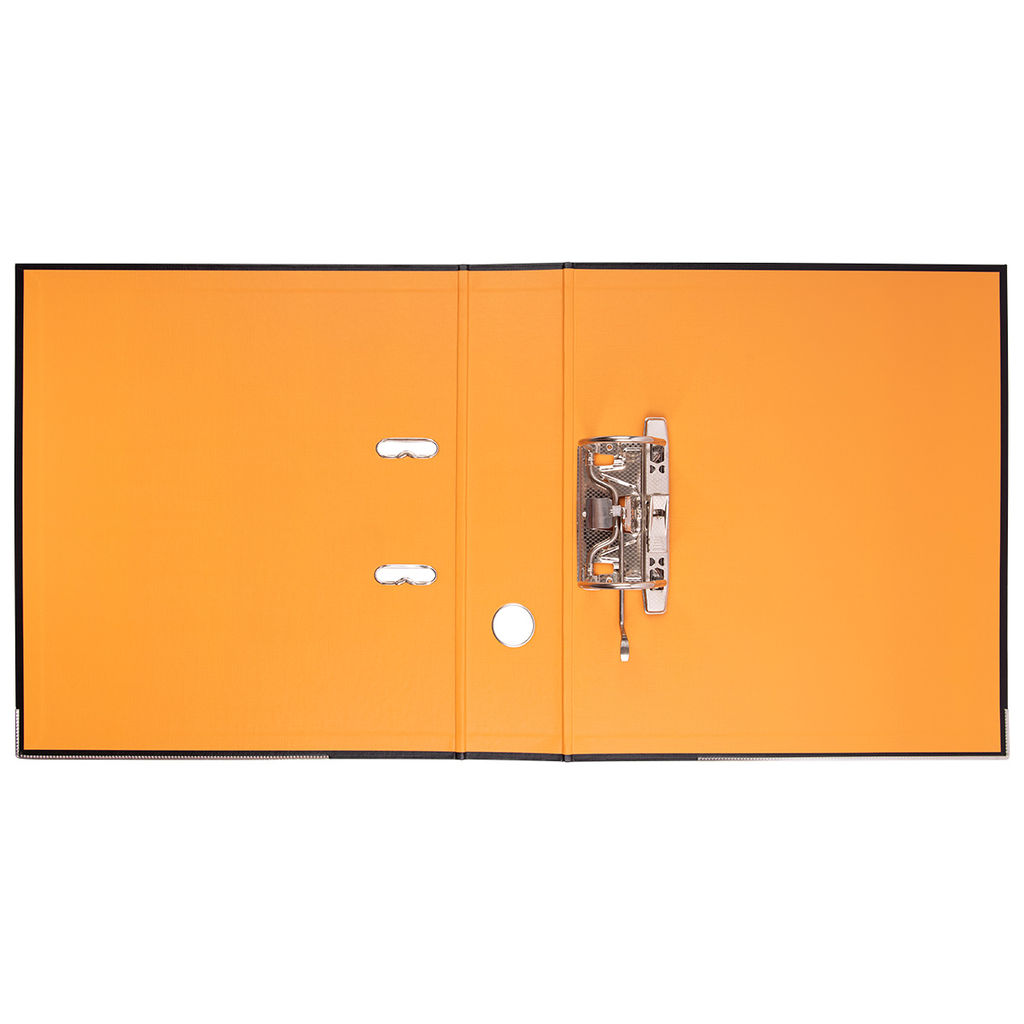 Expert Complete BLACK&COLOR Регистратор PVC, 2-х стороннее покрытие, мет.уг. 75 мм 10 шт. Trend A4 арочный механ. лён черный/оранжевый ЕС100262112