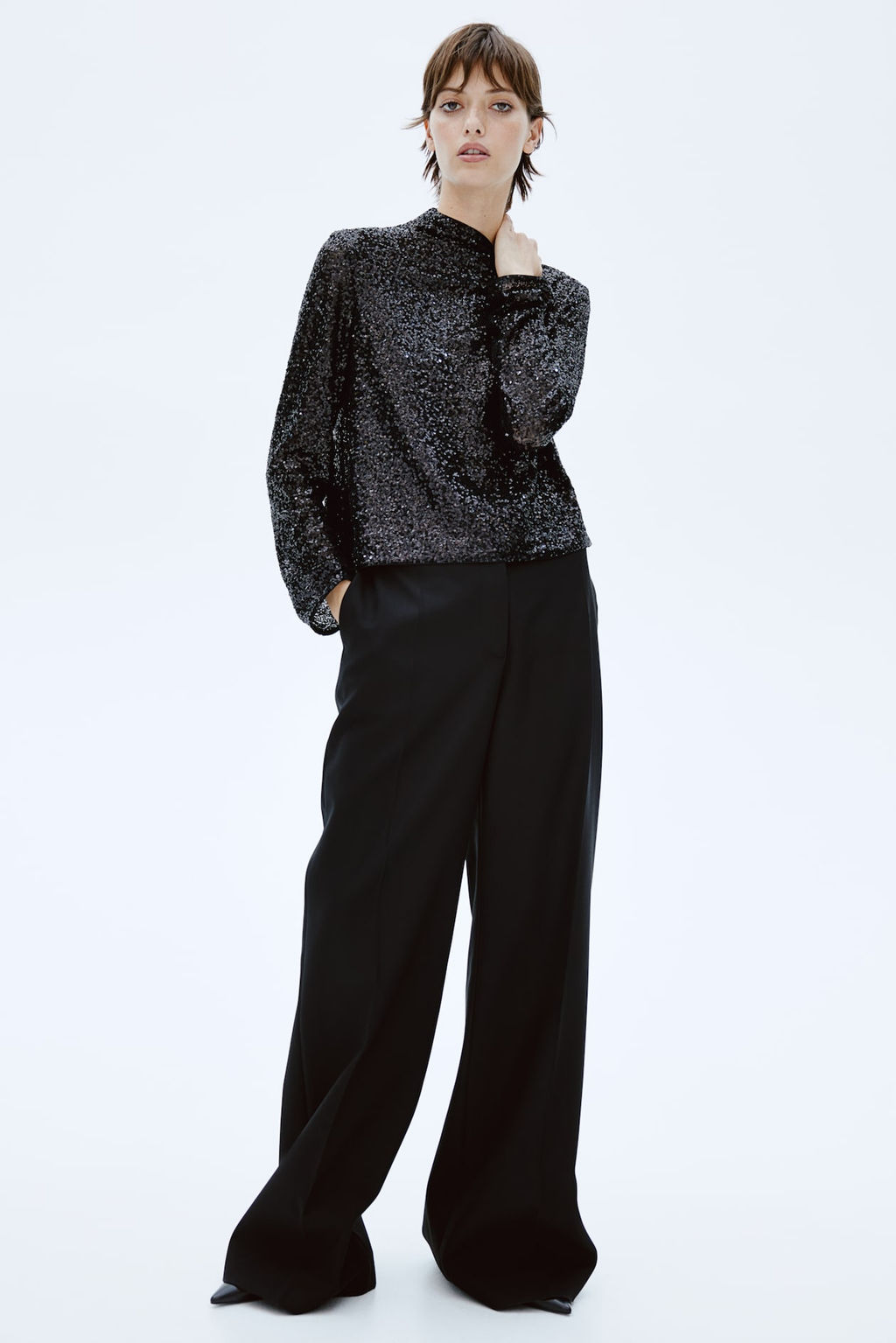 Sequined turtleneck top - H&m фото 3