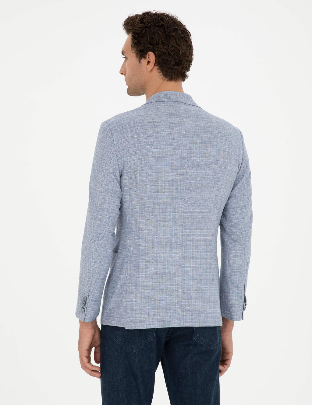 Mavi Slim Fit Keten Kar___ml_ Spor Ceket
