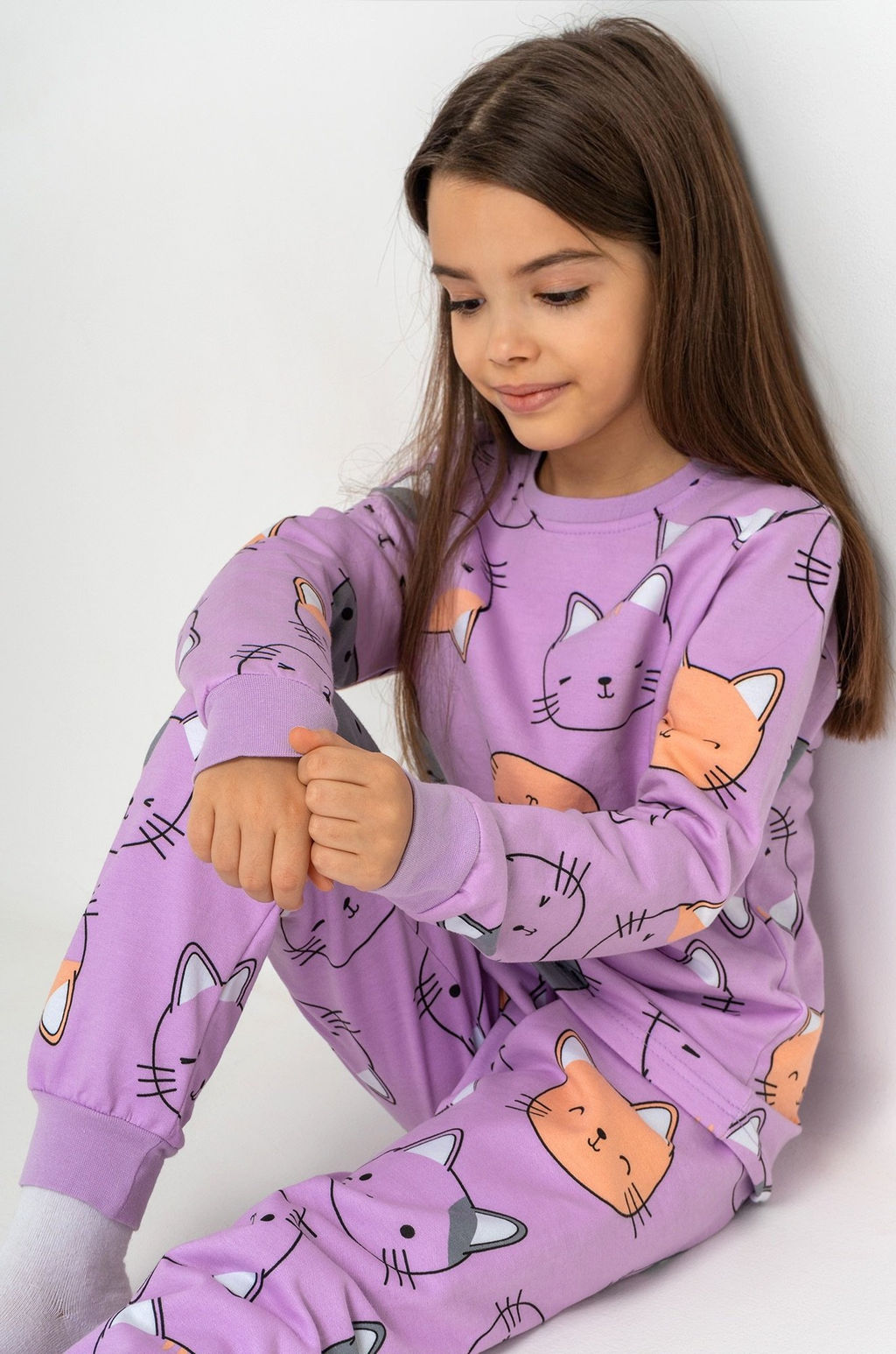 Хлопковая пижама для девочки из футера с начесом Happyfox - Happy fox фото 13