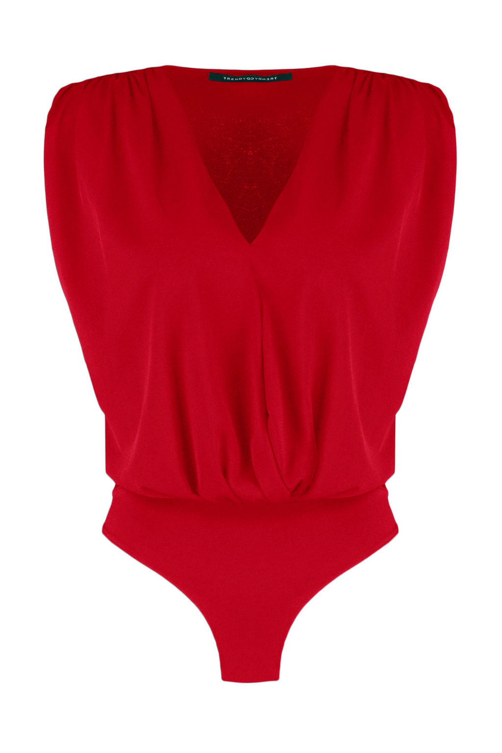 K?rm?z? Vatkal? Kruvaze Yaka Esnek C?tc?tl? Orme Body TWOSS23BD00007