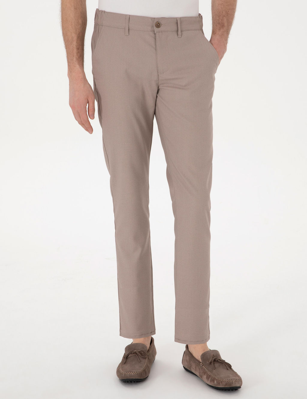 Koyu Bej Slim Fit Beli Lastikli Kanvas Pantolon - Pierre cardin фото 2