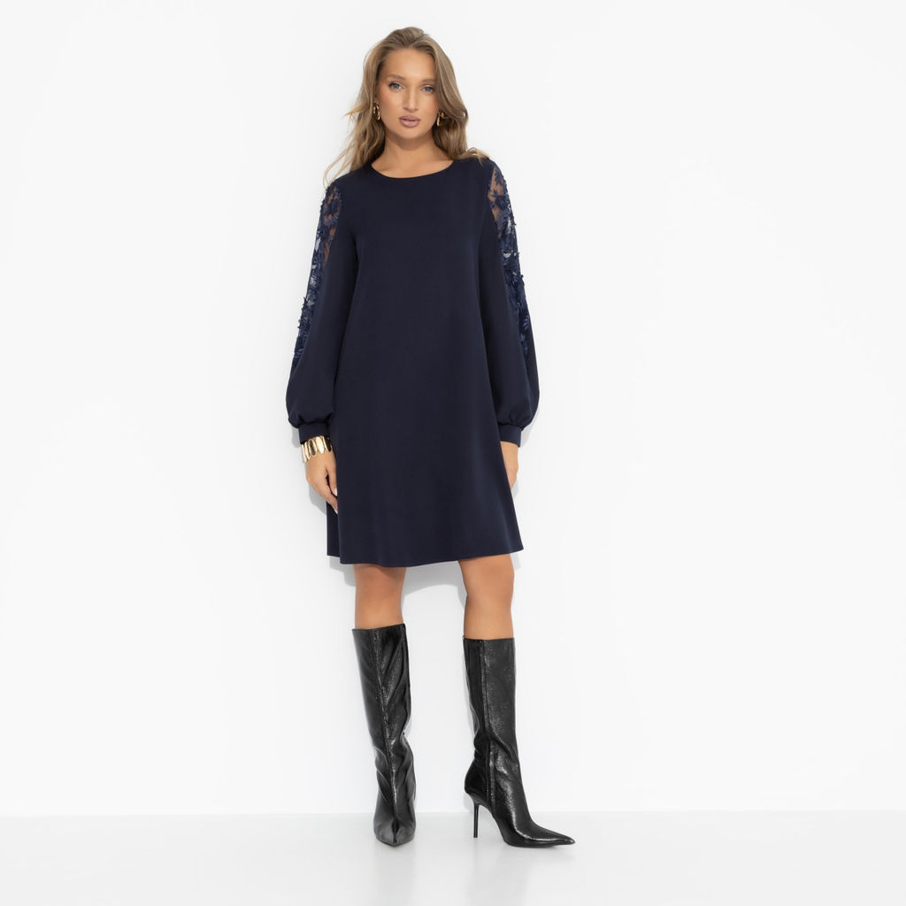 Платье с ажурными рукавами, Секрет любви (синее) - Charutti фото 4