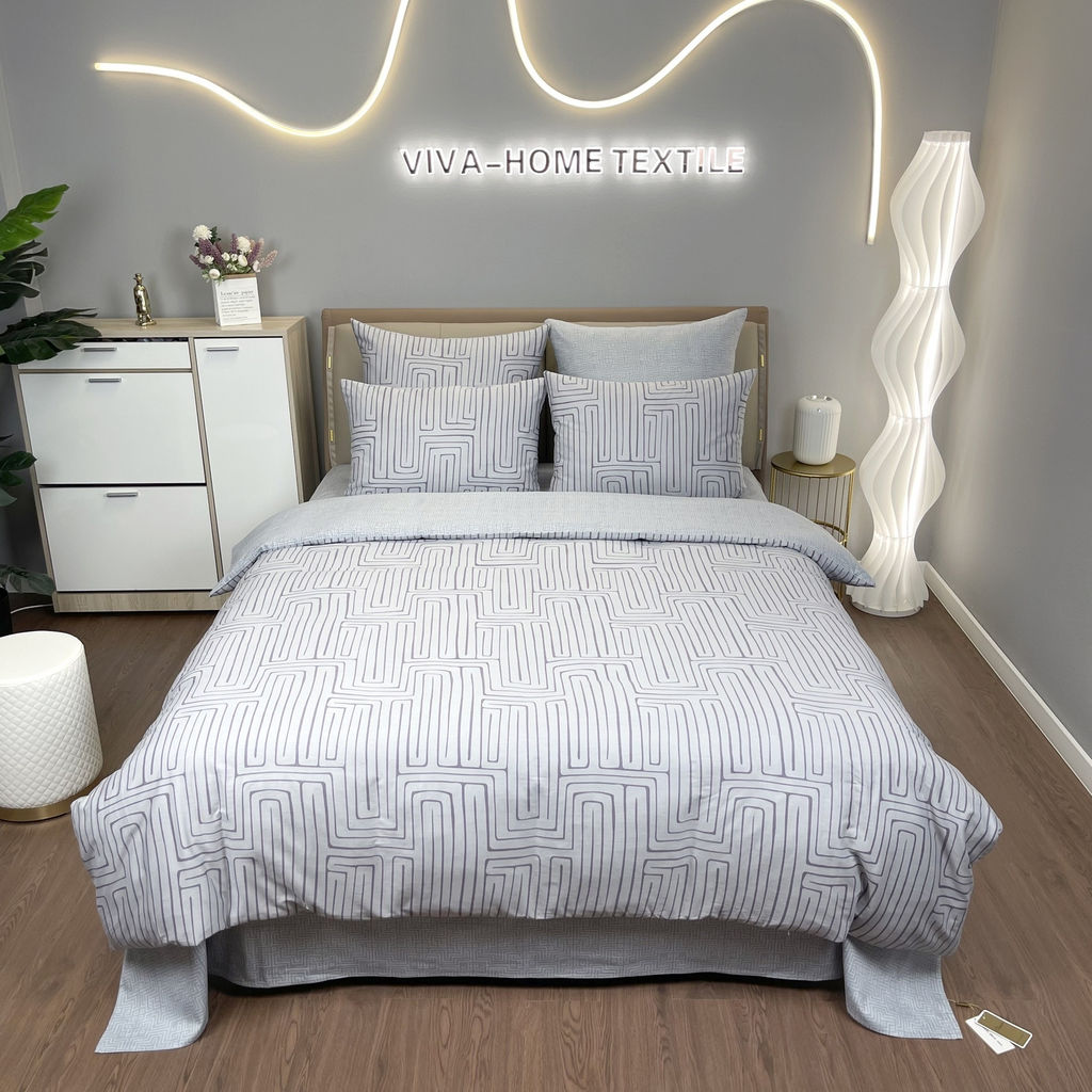 Комплект постельного белья Люкс Сатин 100% хлопок на резинке AR375 140*200*25 Евро 4 Наволочки