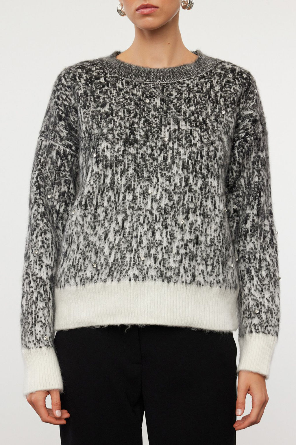 Antrasit Tasl? Yumusak Dokulu Desenli Triko Kazak TWOAW25KZ00150 - Trendyolmilla фото 3