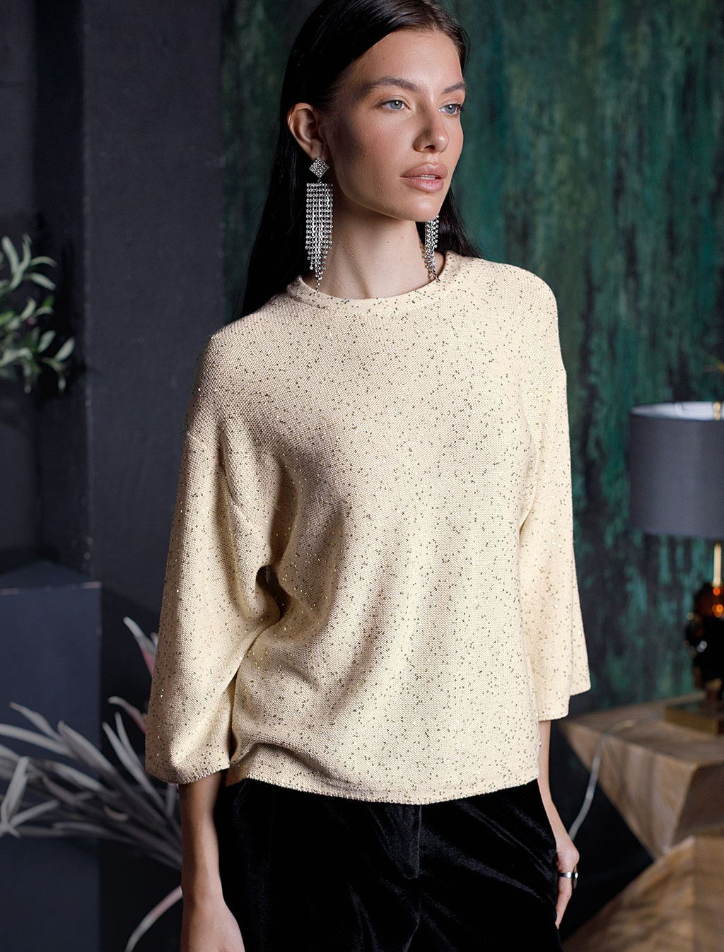 Джемпер из хлопковой пряжи с пайетками