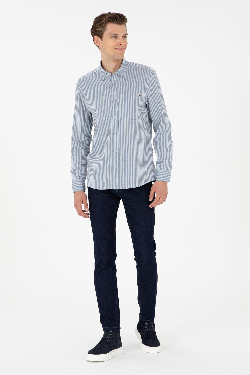 Мужская голубая рубашка с длинным рукавом - U.s. polo assn фото 4