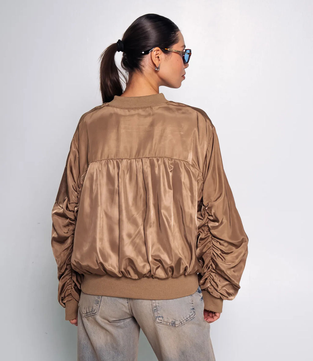 Бомбер #КТ2566, тёмно-бежевый - Dommod фото 3