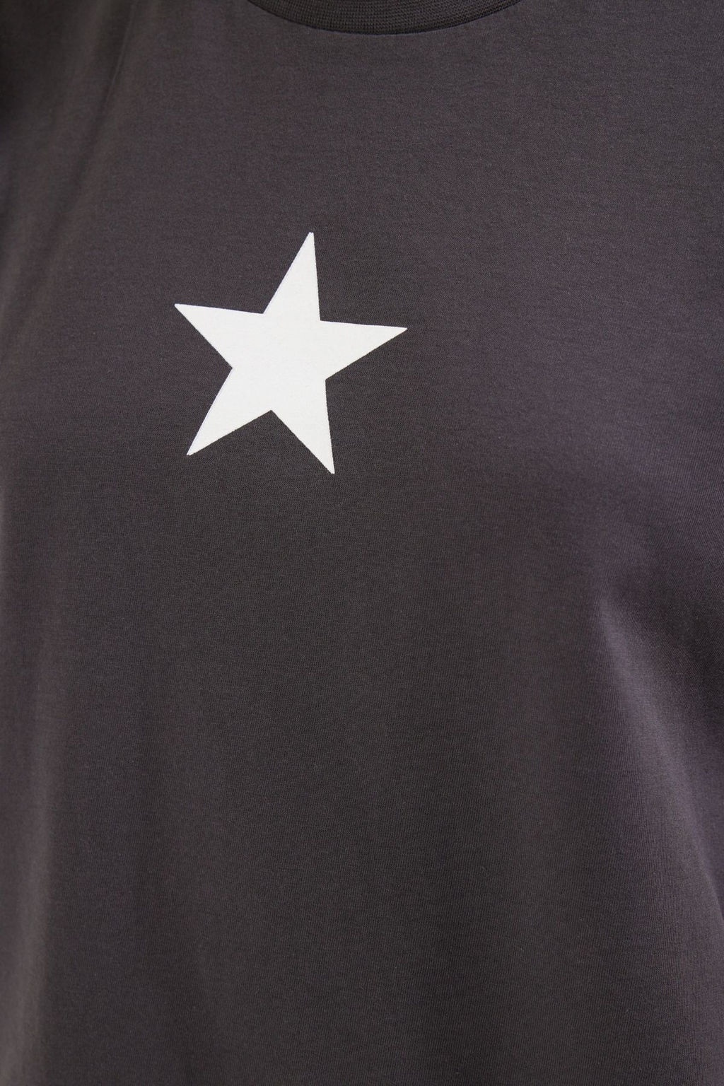 Antrasit %100 Pamuk Y?ld?z Bask?l? Regular/Normal Kal?p Bisiklet Yaka Orme T-Shirt TWOSS24TS00095