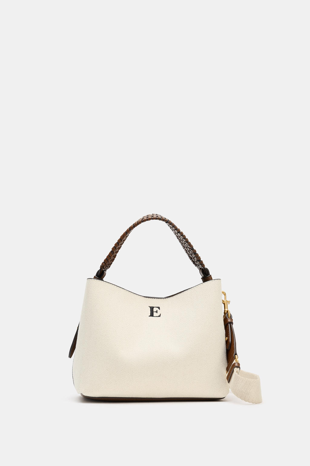 BOLSO CANVAS ASA TRENZADA / Beige claro - Zara фото 3