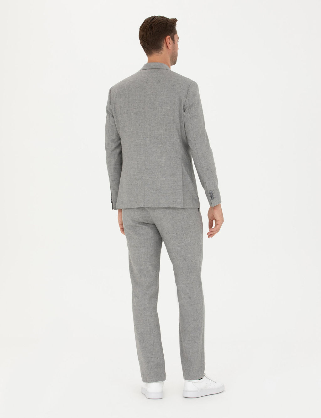 Gri Slim Fit Y_n Kar___ml_ Tak_m Elbise