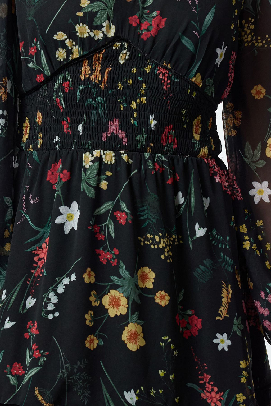 TRENDYOLMILLA Cok Renkli Gipe Detayl? Etegi Volanl? Astarl? Sifon Dokuma Elbise TWOAW24EL00485  фото 3