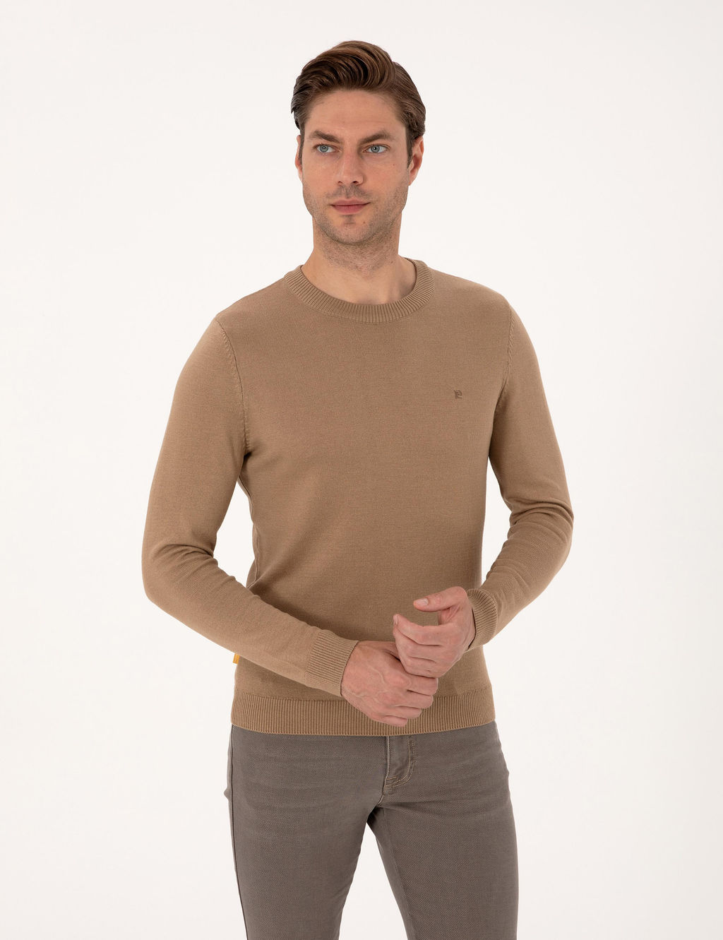 Camel Slim Fit Bisiklet Yaka Basic Triko Kazak - Pierre cardin фото 3
