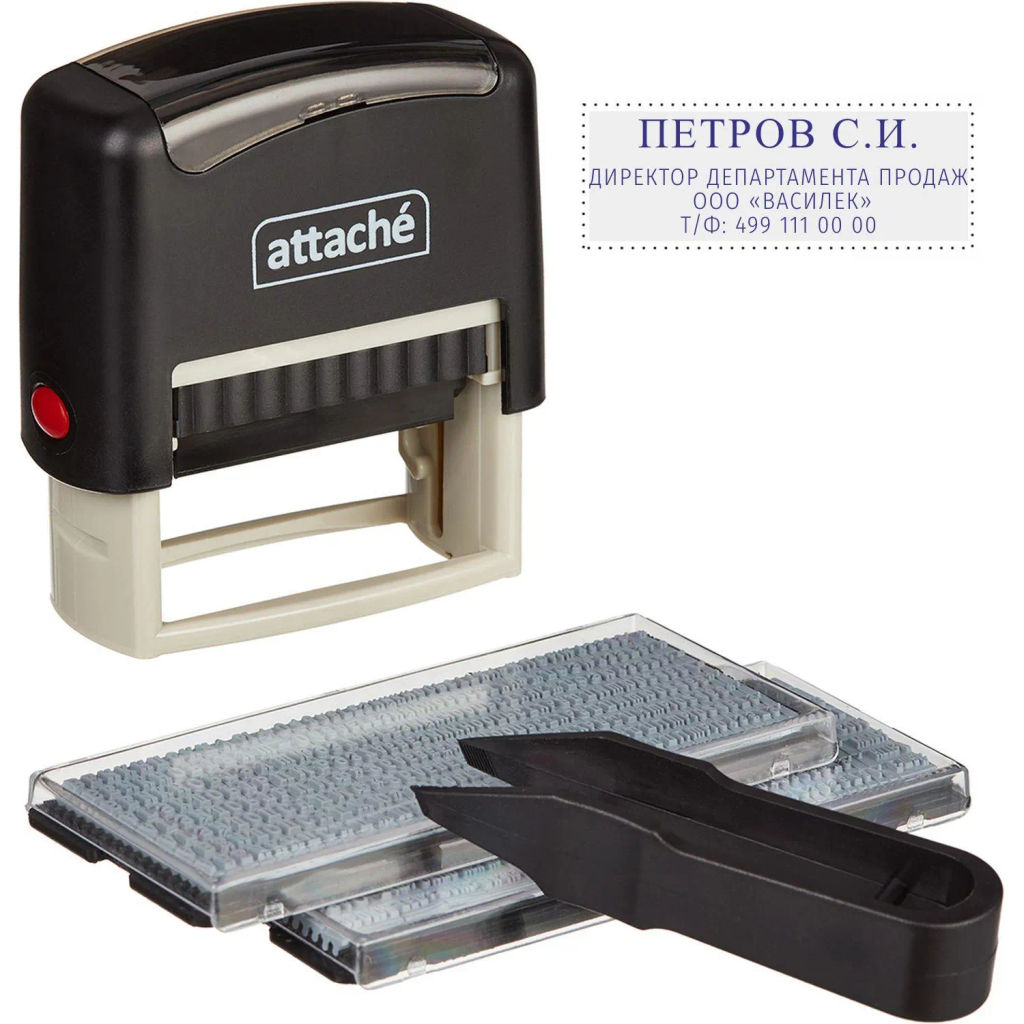 Штамп самонаборный Attache 1-4 стр. 48х18 8052  фото 2
