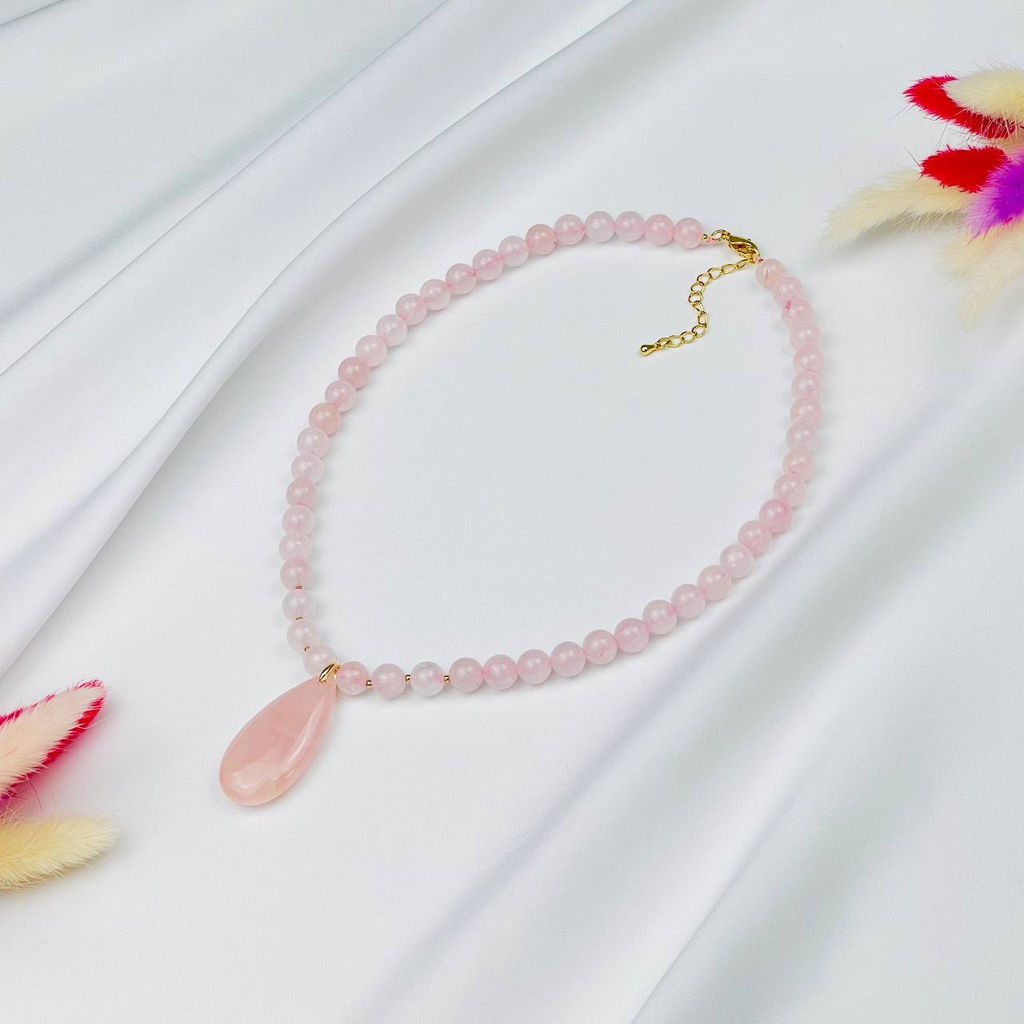Колье из Розового кварца с кулоном 50 см +