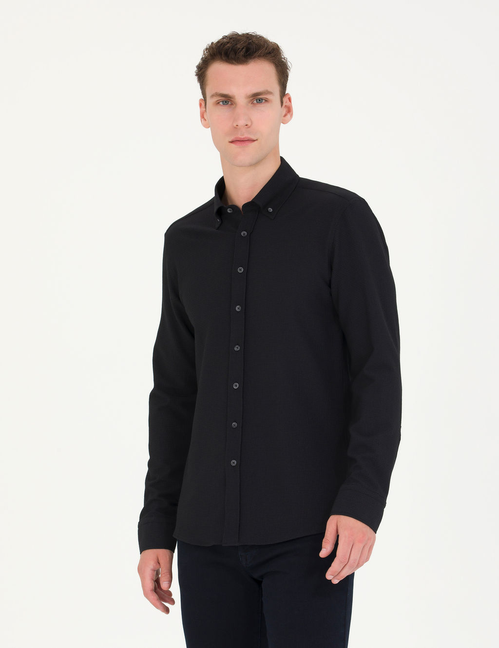 Siyah Slim Fit Uzun Kollu G_mlek
