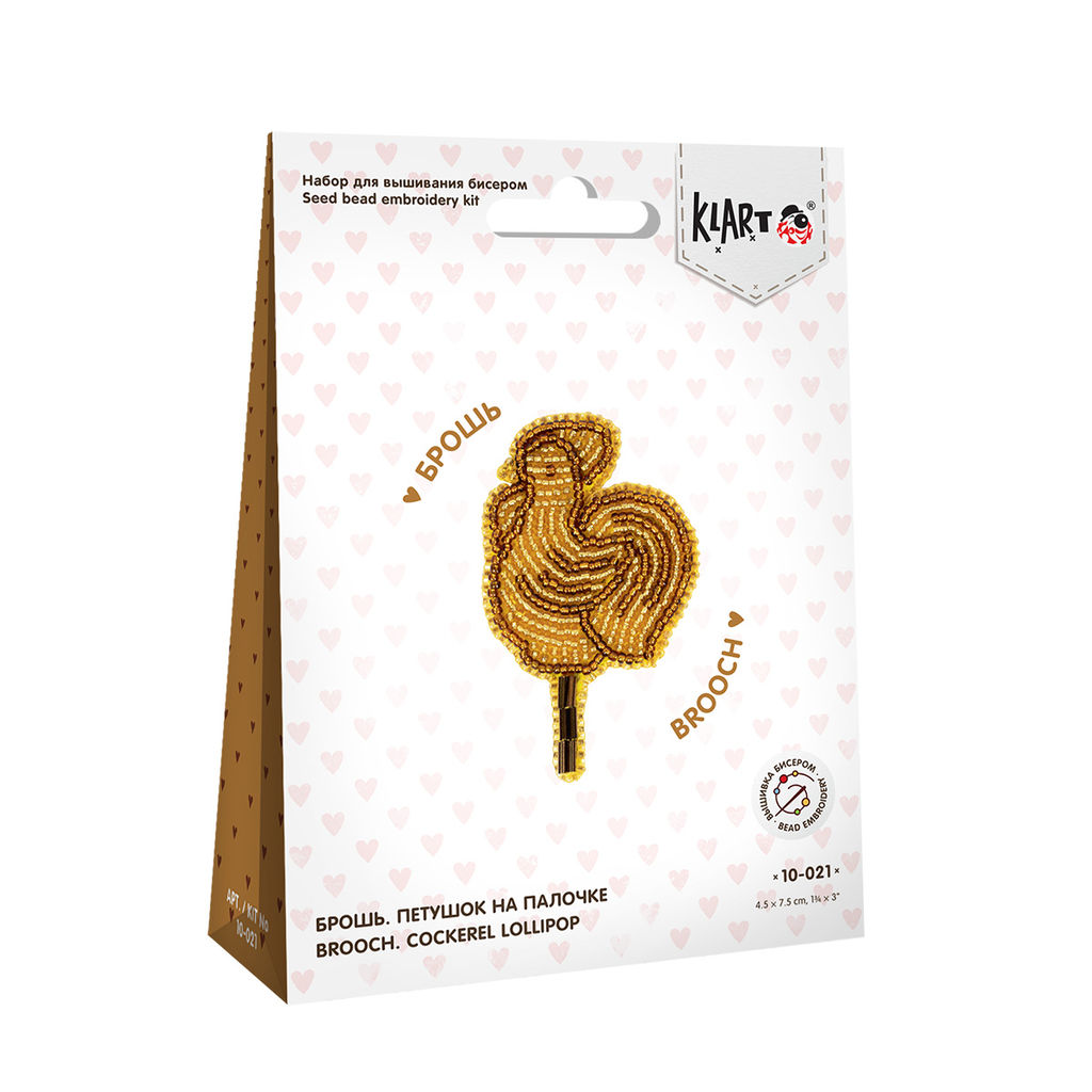 Klart набор для вышивания 10-021 Брошь. Петушок на палочке 4.5 х 7.5 см